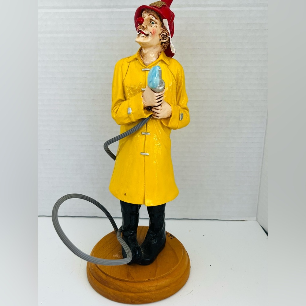 1987 Judi's Pastime Chalkware Collectible Figurine Clown as a Fireman 11"